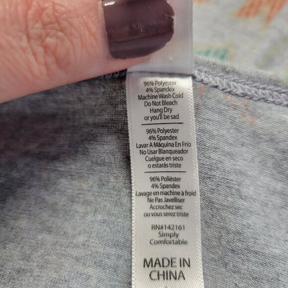 Lularoe Large Light Gray Orange Tulip Floral Print Flowy Shortsleeve Tunic Top - Picture 9 of 9